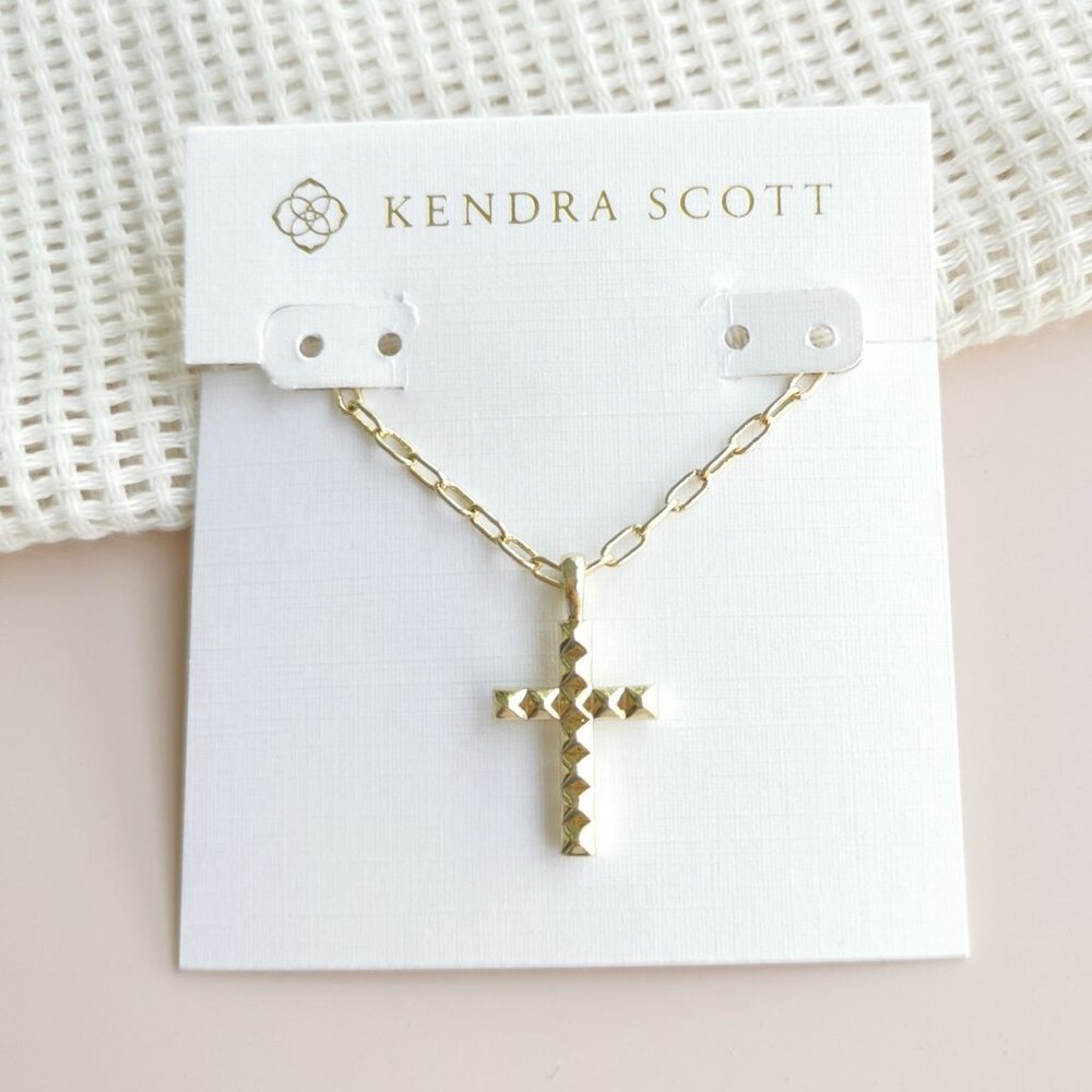 NEW Kendra Scott Jada Cross Gold Short Pendant Necklace